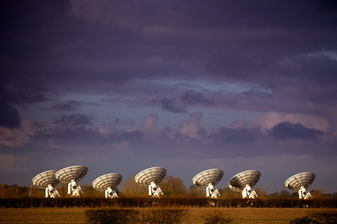 Satellite dish array for broadcast content distribution